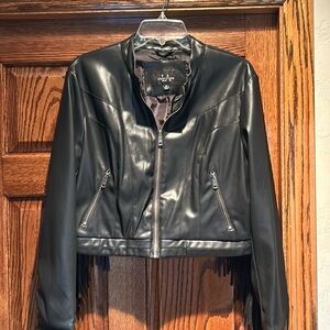 Fake leather fringe jacket
